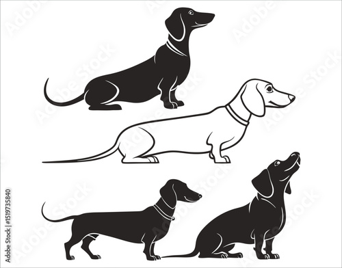 Dachshund Silhouette Icons for Commercial Use