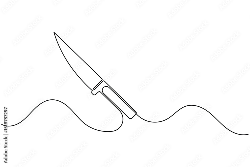 Obraz premium Knife continuous line drawing illustration with minimalist style for kitchen