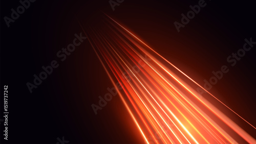 Panoramic high speed technology concept, light abstract background. Modern abstract high-speed movement. Dynamic motion light trails with motion blur effect on dark background.
