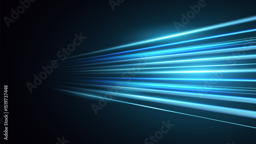 Panoramic high speed technology concept, light abstract background. Modern abstract high-speed movement. Dynamic motion light trails with motion blur effect on dark background.

