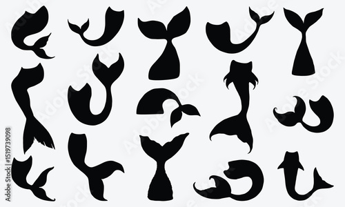 Fish Or Mermaid Tail Silhouette Vector, Vector Illustration Of Fish Or Mermaid tail Black Silhouette
Are, Mermaid Tail Design Isolated On White Background. 
