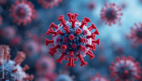 Microscopic View of Coronavirus COVID 19 Virus Particle 3D Render Medical Illustration