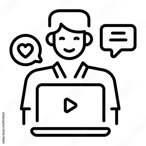 A linear style icon of social media