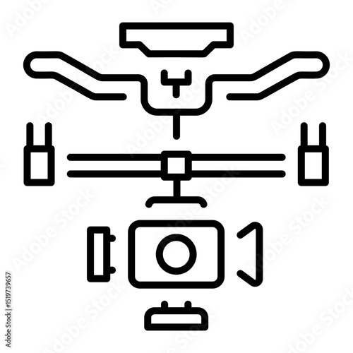 A line style icon of a camera rig