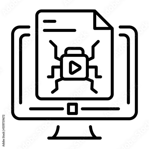 A linear style icon of a corrupted video