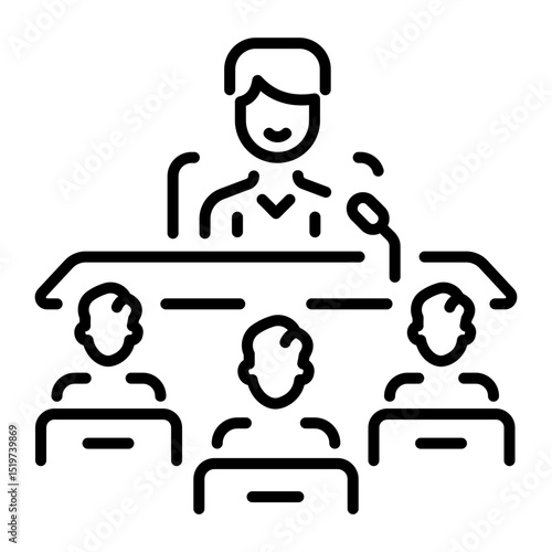 An outline style icon of a conference