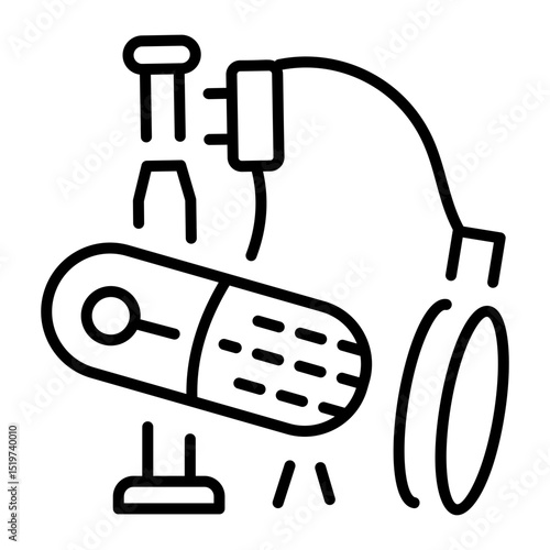 A linear style icon showing a studio mic 