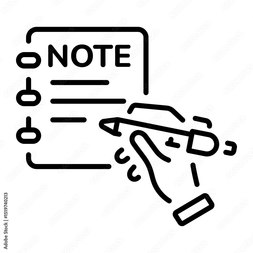 A line style icon showing a writing notepad A line style icon showing a writing notepad