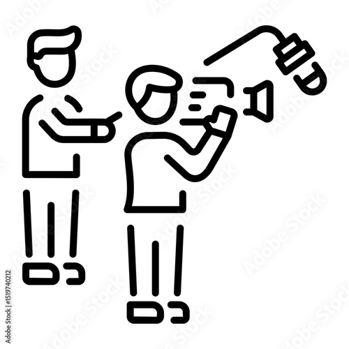 A linear icon depicting a documentary crew 