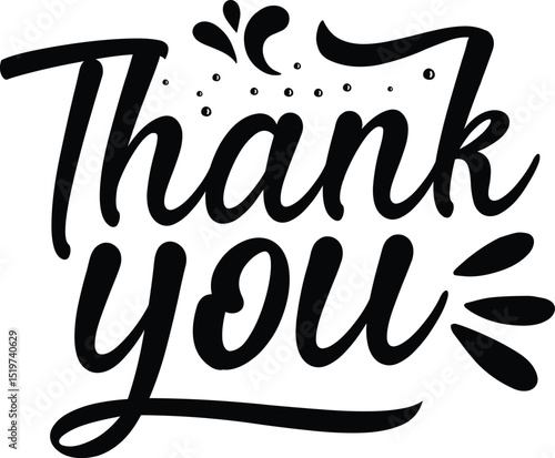 Thank you black lettering isolated design File