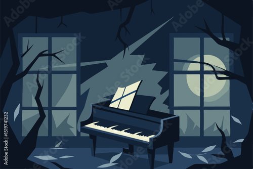 piano with music notes