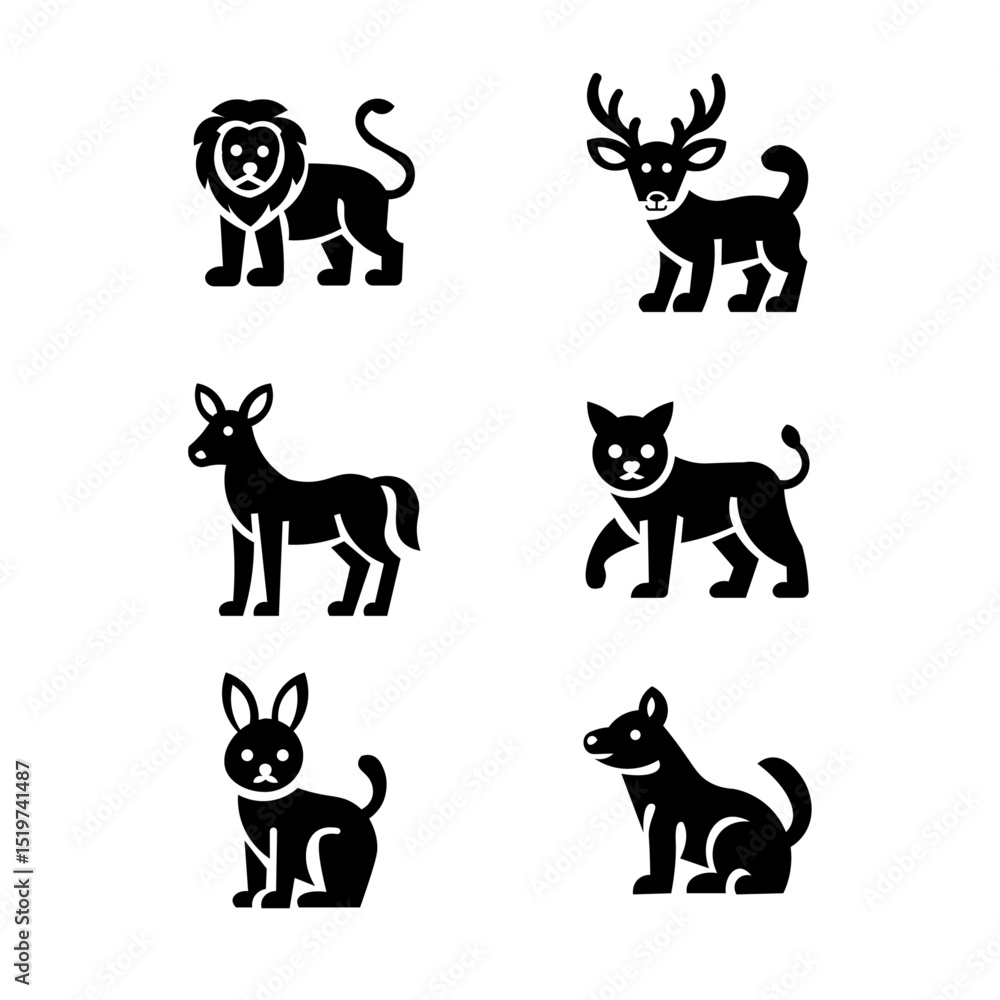 Black Animal Icons Set – Minimalist Vector Design Collection Black Animal Icons Set – Minimalist Vector Design Collection