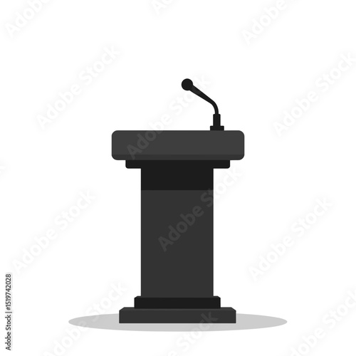 Simple black podium with microphone for speech or presentation.  This elegant lectern is perfect for public speaking events, conferences, or ceremonies.  Image ideal for announcements, invitations