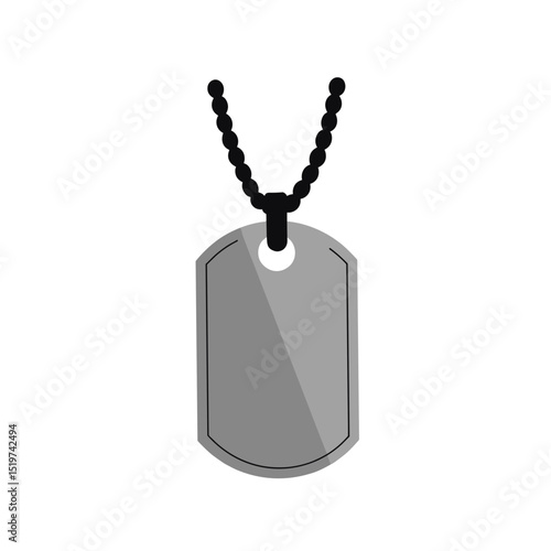 Military dog tag pendant on black cord. Stylish metal dog tag necklace with blank space for engraving.  Elegant accessory for remembrance, suitable for pet loss or memorial jewelry design.