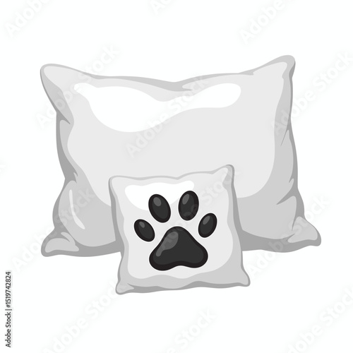 Soft pillow and small pet memorial pillow with paw print.  Set includes large and small pillows for grieving pet owners.  Commemorative pillow set ideal for pet loss and memorial services.