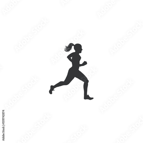 Woman running silhouette vector illustration for fitness and sport related designs
