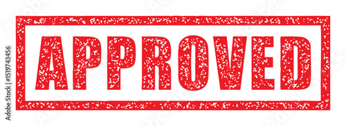 Approved red rubber stamp, label, sign. Vector grunge illustration.