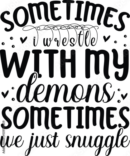Snuggling demons funny typography design File
