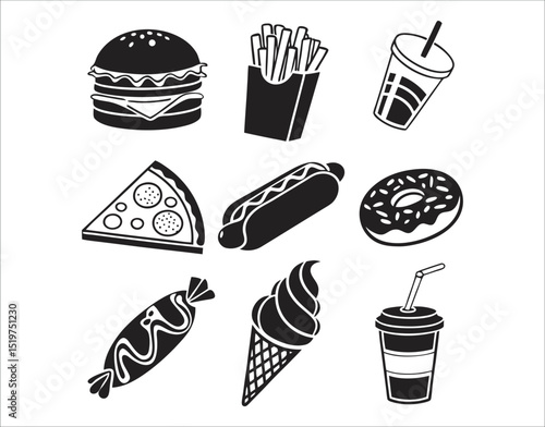 Black and White Fast Food Icons