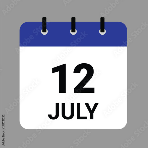 JULY 12 - Daily Calendar Icon - White Background