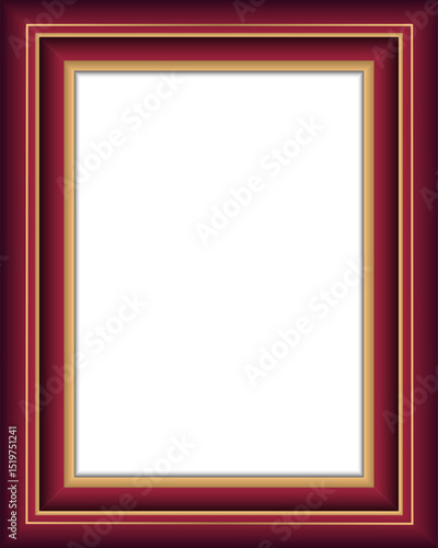 Red photo frame background with gold plate