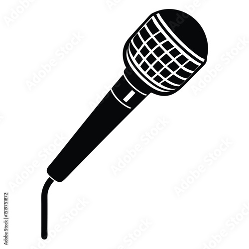 High-Quality Vector Illustration of a Classic Microphone for Audio Recording, Broadcasting, and Singing Performances
