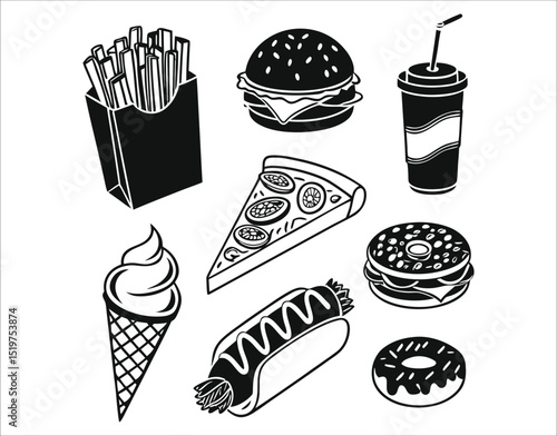 Clean Vector of Fast Food Items