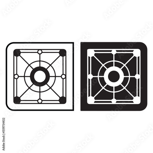 Carrom board icons outline and filled