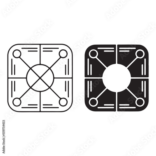 Carrom board icons outline and filled