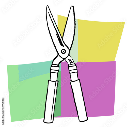 Pruning shears illustrated against colorful abstract background  