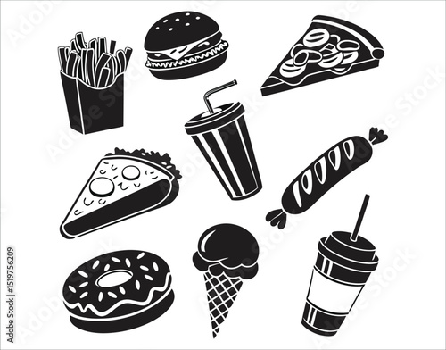 Fast Food Items Silhouette Pack