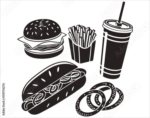 Fast Food Line Icons Collection