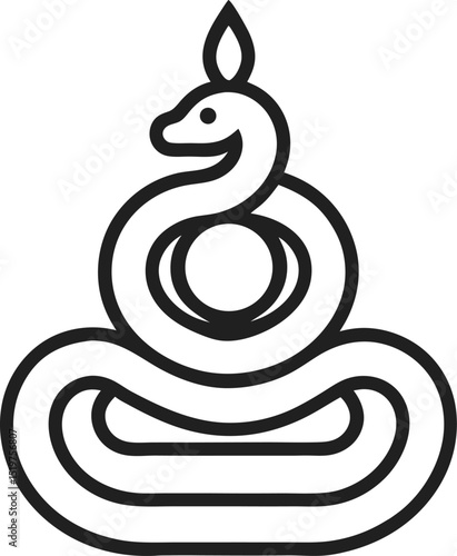 Coiled serpent icon kundalini energy concept