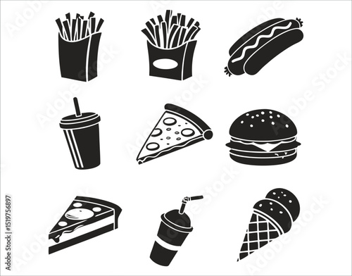 Flat Fast Food Silhouette Design