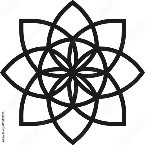 Sacred geometry flower vector icon esoteric symbol
