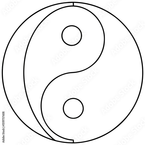 Simple line art yin yang symbol circle design