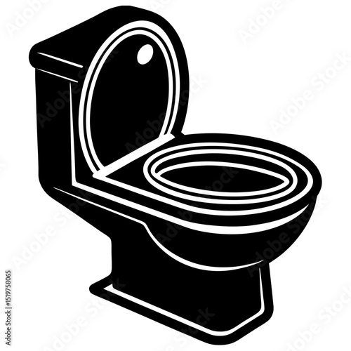Simple black and white illustration of a toilet bowl