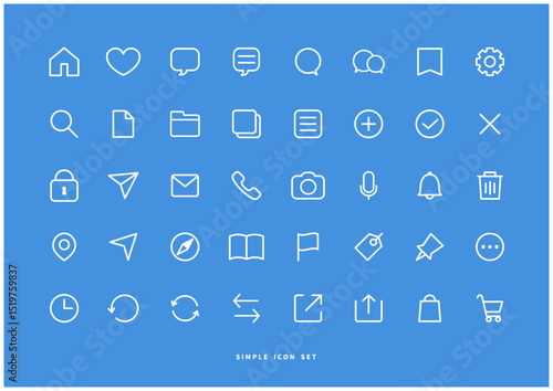 アイコンセット 白ライン