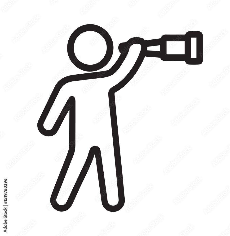 Obraz premium Minimalist Explorer Icon with Telescope – Vision and Discovery Symbol