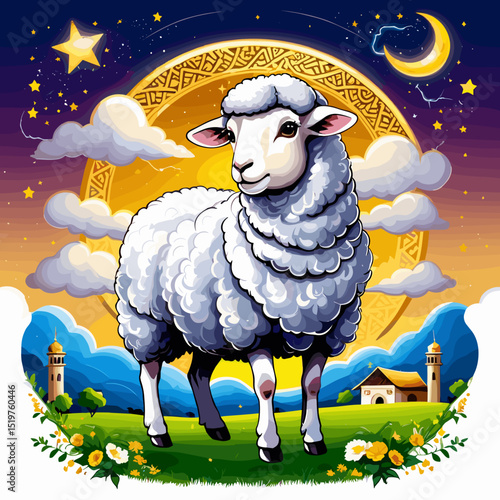 idul adha goat vector art,  moslem qurban