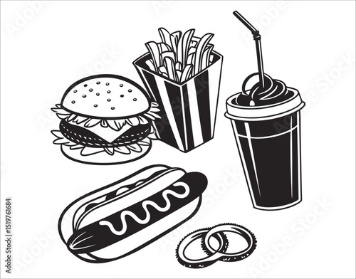 Street Food Silhouette Vector Pack