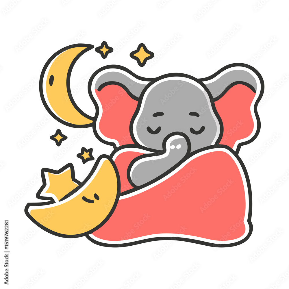 Sweet Dreams Adorable Sleeping Elephant Illustration Sweet Dreams Adorable Sleeping Elephant Illustration