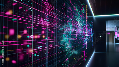 Abstract Digital Data Visualization Wall Display