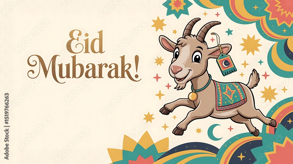 Fototapeta premium A Festive Eid Mubarak Goat