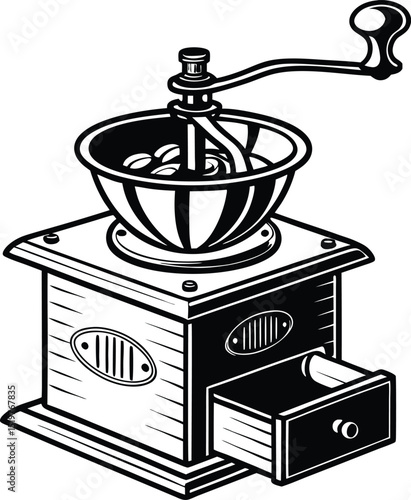 Vintage Coffee Grinder Design Scalable Graphic for Branding and Logo Projects