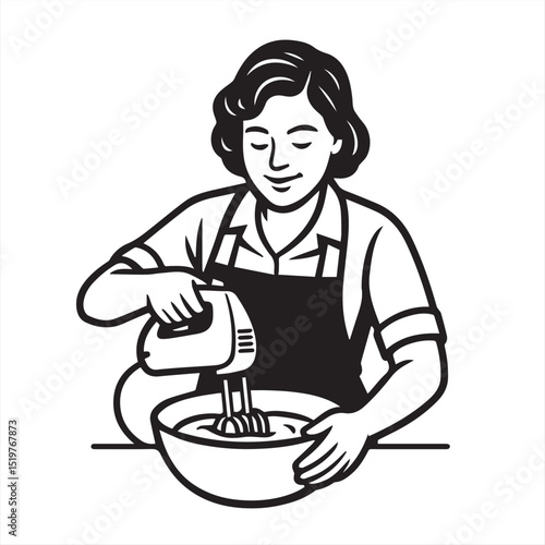 woman  mixing dough