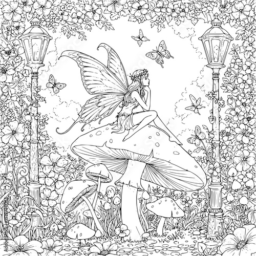 Vintage vector illustration of a fairy tale woman, artistic nature sketch design