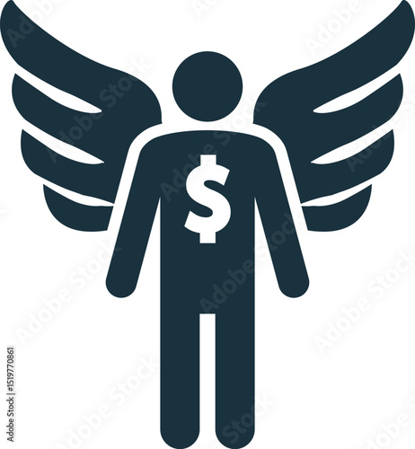 Business angel investing in startup company with wings flying