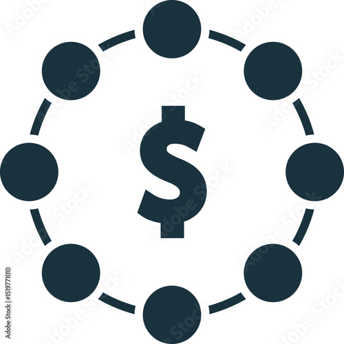 Crowdfunding, sharing economy and multi level marketing concept icon