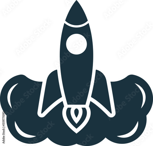Rocket launch starting up leaving smoke trail business startup concept